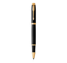 PARKER IM stylo roller, laque noire, attributs dorés, Recharge noire pointe fine, Coffret cadeau