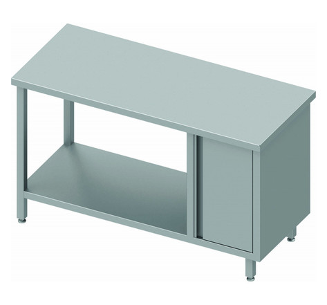 Table inox avec porte et etagère à gauche - gamme 600 - stalgast -  - acier inoxydable1600x600 x600x900mm