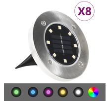 Vidaxl lampes solaires de sol 8 pcs lumières led couleur rvb