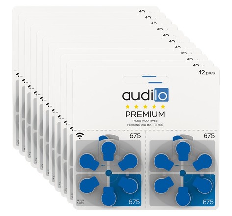 120 Piles auditives Audilo type 675 (lot de 20 plaquettes)