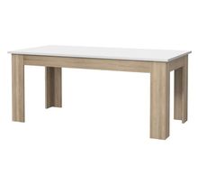 PILVI Table a manger - Blanc et chene sonoma - L 180 x I90 x H 75 cm