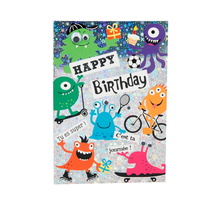 Carte de voeux enfant - anniversaire - happy birthday monstres tu es super !