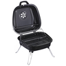 Barbecue à charbon pliable portable BBQ grill sur pied avec couvercle dim. 45L x 42l x 33H cm acier émaillé noir