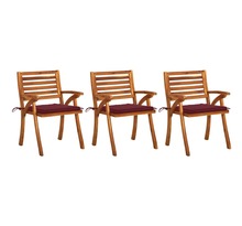 Vidaxl chaises à dîner de jardin avec coussins 3 pcs acacia massif
