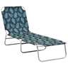 Vidaxl chaise longue pliable acier et tissu motif de feuilles