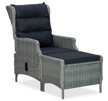 Vidaxl chaise inclinable de jardin tabouret résine tressée gris clair