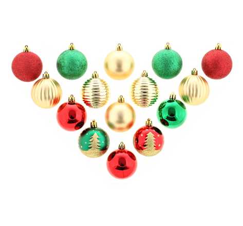 Atmosphera Kit de décoration pour Sapin de Noël Rouge Vert et Or 15 pièces