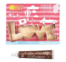 Découpoir à biscuits en inox Love + Stylo chocolat