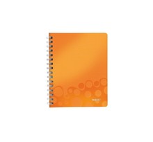 LEITZ Cahier WOW spirales 160 pages détachables 80g A5 5x5. Couverture polypropylène orange