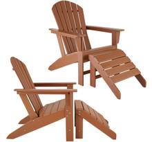 Tectake Lot de 2 chaises de jardin Janis avec 2 repose-pieds Joplin - marron