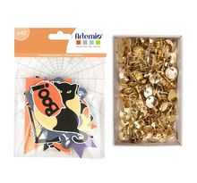 42 formes découpées papier halloween + 150 punaises dorées