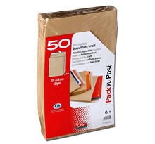 50 pochettes soufflets - papier kraft - 229x324mm - 120g - gpv
