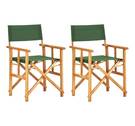 Vidaxl chaises de metteur en scène 2 pcs bois massif d'acacia vert