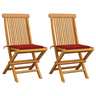 Vidaxl chaises de jardin avec coussins rouge 2 pcs bois de teck massif