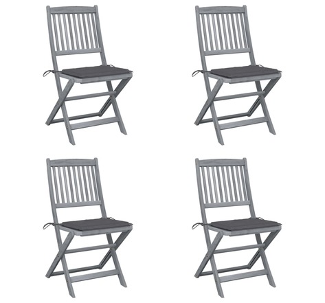 Vidaxl chaises pliables d'extérieur 4 pièces avec coussins bois d'acacia
