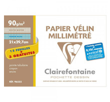 Papier Millimétré - Papier Vélin - A4 21 X 29,7 Cm - 90G - Clairefontaine