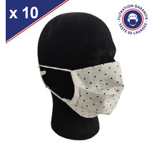 Masque Tissu Catégorie 1 Lavable x60 Pois Lot de 10