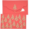 PAPERTREE HOLLY Lot de 5 Enveloppes cadeau 19x10cm - Rouge/Or