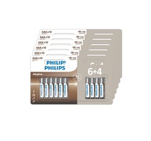 Philips lot de 60 piles aaa (6 packs de 6+4)