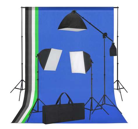 Vidaxl kit de studio photo avec boîte à lumière et toiles de fond