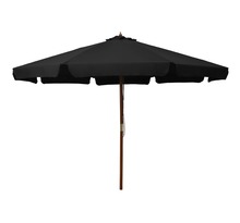 Vidaxl parasol d'extérieur avec mât en bois 330 cm noir