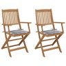Vidaxl chaises pliables de jardin 2 pcs avec coussins bois d'acacia