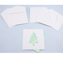 5 Cartes et enveloppe DIY blanches 13x13cm Sapin - Papertree