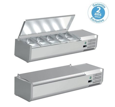 Saladette à Poser Pizza - Bac GN 1/4 - Couvercle Inox - Furnotel - 1500 mm7 x GN 1/4