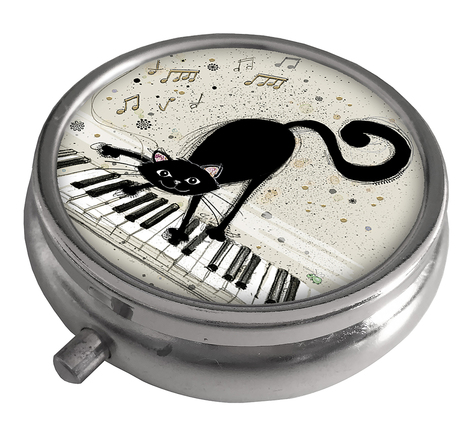 Boite à pilules bug art chat piano