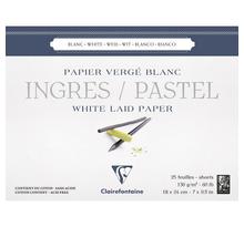 Bloc Ingres-Pastel encollé 18x24 130g blanc 25F CLAIREFONTAINE