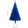 vidaXL Sapin de Noël artificiel pré-éclairé et support bleu 240 cm PVC