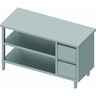 Table inox sans dosseret - tiroir & 2 etagères à gauche - gamme 800 - stalgast -  - 900x800 x800x900mm