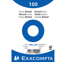 Paquet de 100 Fiches BRISTOLS BLANC 105/148 S/FILM EXACOMPTA