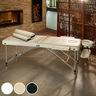 Tectake table de massage 2 zones avec rouleaux de massage - beige
