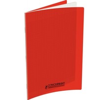 Cahier 48 pages seyès 90 g  couverture polypropylène rouge  format 24 x 32 cm CONQUERANT