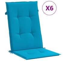 Vidaxl coussins de chaise de jardin à dossier haut lot de 6 bleu tissu