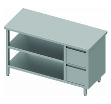 Table inox avec tiroir a droite et 2 etagères - gamme 600 - stalgast - 1300x600