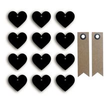 Stickers ardoises petits cœurs + 20 étiquettes kraft fanion