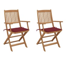 Vidaxl chaises pliables de jardin 2 pcs avec coussins bois d'acacia