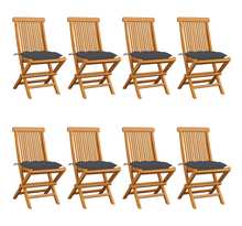 Vidaxl chaises de jardin avec coussins anthracite 8 pcs teck massif