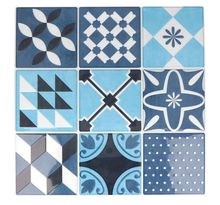 18 stickers carreaux de ciment mosaïque azulejos 8 x 8 cm - bleu lagon