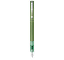 Parker vector xl stylo plume  laque verte métallisée sur laiton  plume moyenne  encre bleue  coffret cadeau