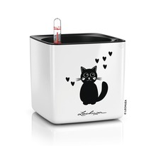 LECHUZA Jardinière de table CUBE Glossy CAT 14 ALL-IN-ONE Blanc