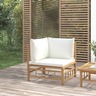 vidaXL Canapé d'angle de jardin avec coussins blanc crème bambou