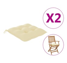 Vidaxl coussins de chaise 2 pièces blanc crème 40x40x7 cm tissu oxford