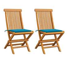 Vidaxl chaises de jardin avec coussins bleu 2 pcs bois de teck massif