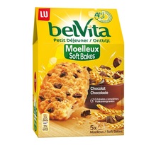 LU BelVita Petit Déjeuner Moelleux Soft Bakes Chocolat aux 5 Céréales Complètes 250g (lot de 6)