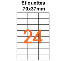 Étiquettes adhésives  70x37mm   (24étiquettes/feuille) - blanc - 20 feuilles -t3azur