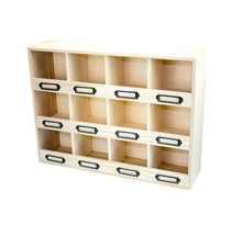 Commode en bois 12 cases porte-étiquettes 41 5 x 31 x 11 cm