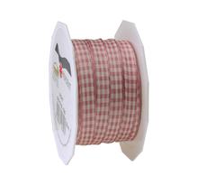 Ruban textile carreau de vichy 20-m-rouleau 10 mm rose/créme
